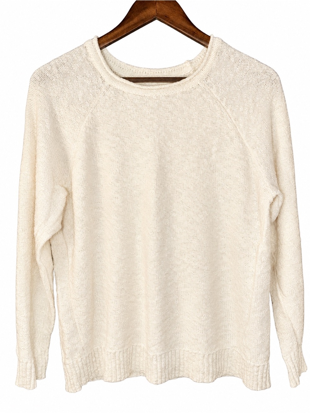 L.L.Bean Textured Knit Cream Sweater Medium
